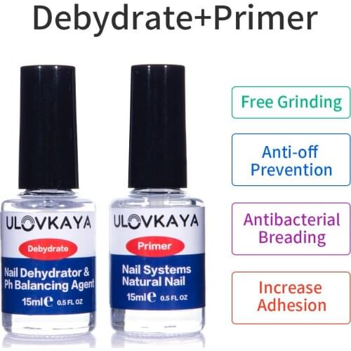 Ulovkaya 2 PCS/Set Nail Dehydrator and Primer Acrylic UV Gel Base Coat Top Coat Primer Air Dry Pre No Acid Nailart Disinfiction