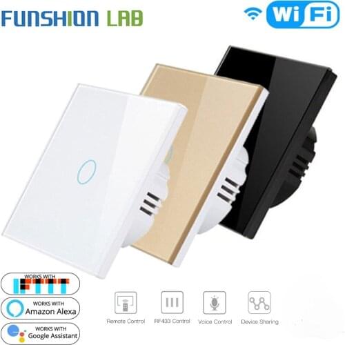White WiFi Smart Wall Switch Neutral Wire Needed Wireless Smart Life Tuya Remote Control Single Fire Work With Alexa RF433