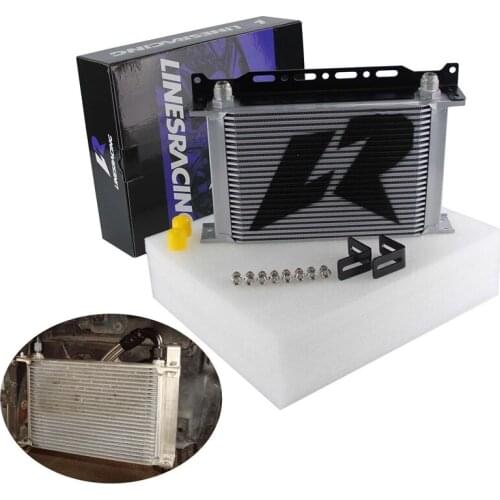 LINESRACING UNIVERSAL 25ROW AN-10AN Engine Racing OIL COOLER Black/Silver+Mounting Bracket Kit