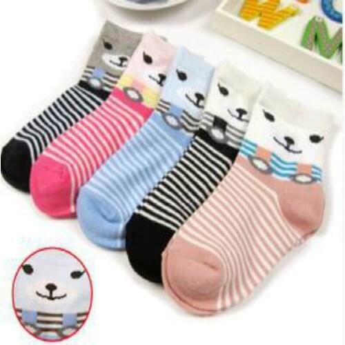 Spring Summer 1-4 Years Old Baby Popular Cartoon Striped Socks Children Boys Girls Infant Cotton Sock 10pair/lot