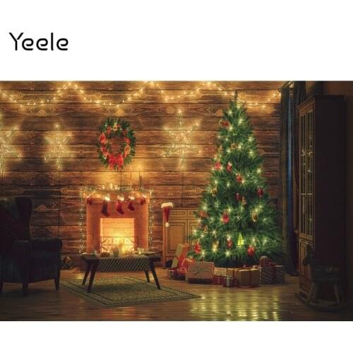 Yeele Christmas Backdrop Glitter Wood House Fireplace Baby Portrait Background Photocall Photography Photo Studio Photographic