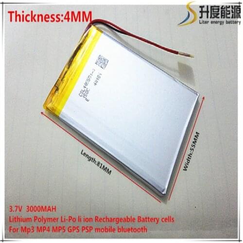 3.7V 3000mAh 405581 Lithium Polymer Li-Po li ion Rechargeable Battery cells For Mp3 MP4 MP5 GPS mobile bluetooth