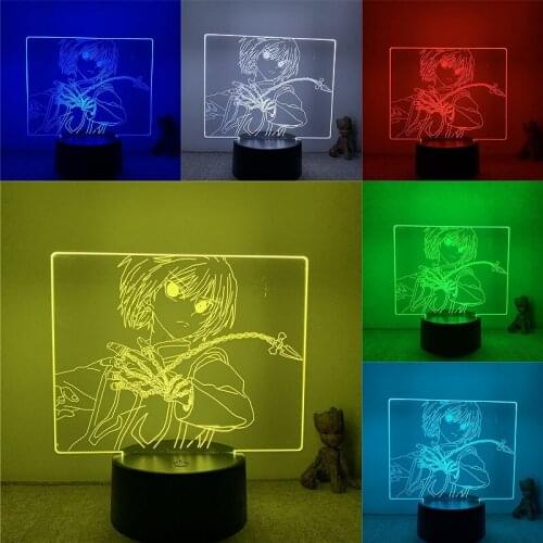 3D Nightlight Anime Hunter X Hunter Kurapika Fighting Action Figure 7 Colors Touch Optical Illusion Table Lamp Gift Decor Model