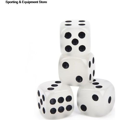 4PCS Fillet Black Pips Luminous Dice 6 Sides For Boardgame Night Bar KTV 14mm