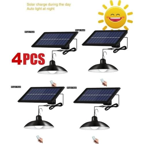 4pcs remote 30 led 2 head Retro Lampshade Solar Pendant Chandelier solar light Outdoor Waterproof lamp Waterproof Wall for Garde