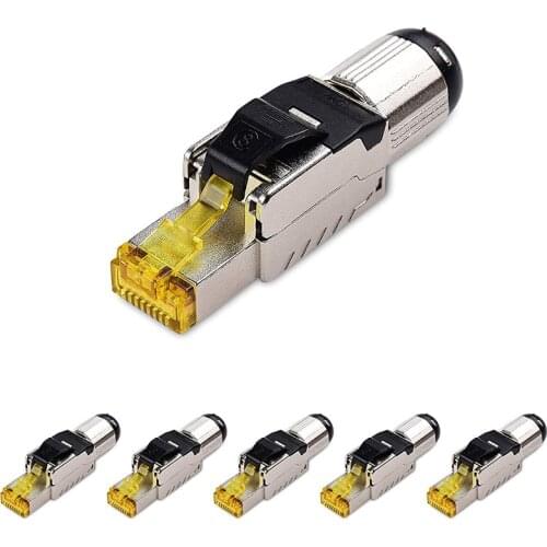 6-Pack Tool Free Shielded RJ45 Cat 8, Cat8 Field Termination Plug, Cat8 Connector, Cat8 Plug