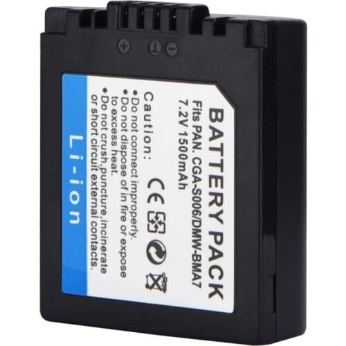 1500mAh CGA-S006 DMW-BMA7 CGR-S006E Replacement Battery Bateria For Panasonic Lumix DMC-FZ7 FZ8 FZ18 FZ35 FZ28 FZ38 FZ30
