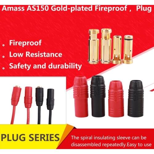 Amass AS150 Gold Plated Banana Plug 7mm Male/Female for High Voltage Battery Red/Black FOR RC MODEL UAV 150A