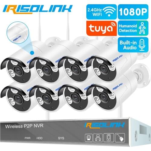 Irisolink Wireless Security Camera System 8CH NVR Audio Record 1080P IP Camera Nightvision Tuya Wifi Video Surveillance System