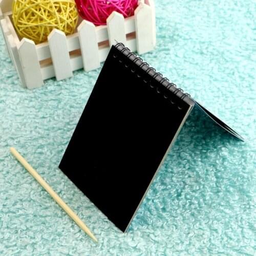 Scratch Note Black Cardboard Creative DIY Draw Sketch Notes for Kid Toy Notebook Q1JC