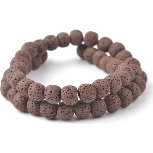 6-16mm Natural Round Brown Lava Rock Stone Beads For Jewelry Making Beads Bracelets For Women 15'' Needlework DIY Beads Trinket