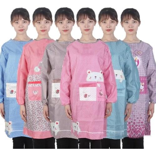 Apron Waterproof And Oil Proof Ogown Fashion Long-Sleeved Men And Women Adult Overalls Kitchen Home Service Overalls