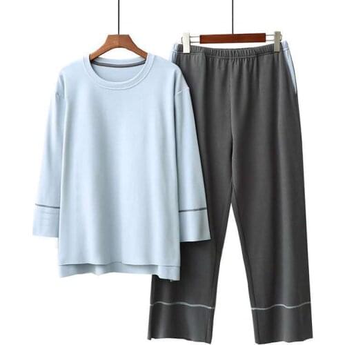 Fdfklak Pijama Mujer Invierno New Autumn Winter Womens Pajamas Set Loose Long Sleeve Trousers Two Piece Suit Home Wear Clothes