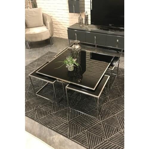 Kante Chrome Plated (1 Medium, 4 Side) black Glazed coffee table Set coffee tables table basse furniture living room table