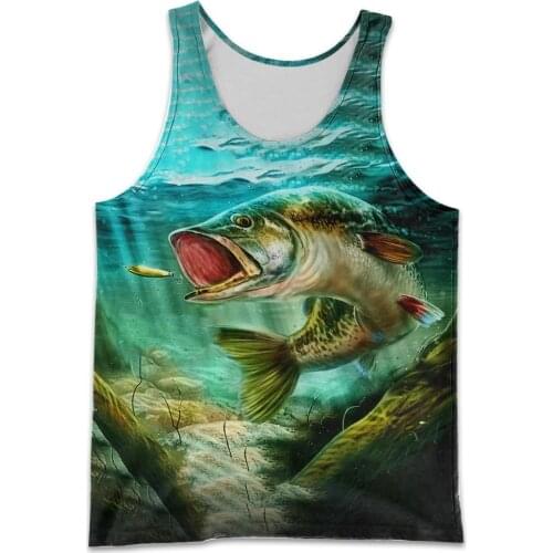 Summer Men vest 3D t shirt Beautiful Bait Fishing Printed Harajuku Sleeveless T-shirt Unisex Tank tops Wholesale and Drop ship