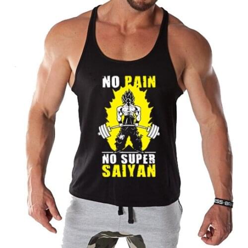 Fitness Men Tank Tops NO PAIN NO SAIYAN print Men Bodybuilding 2021 Tank Tops fashion Brand Clothing Men Sleeveless tank top