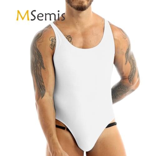 MSemis Men Body suit High Cut Thong Leotard Bodysuit Bodystocking One-piece Makini Bodysuit Leotard Singlet Underwear Swimmsuit