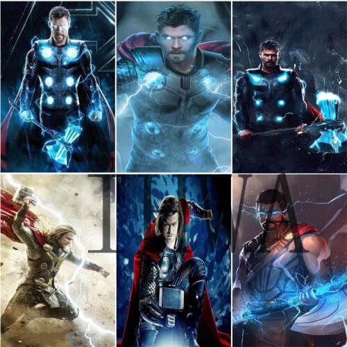Marvel Superhero Thor Diamond Full Square Diamond Painting 5D DIY Embroidery Cross Stitch Kit Handmade Gift Home Decoration