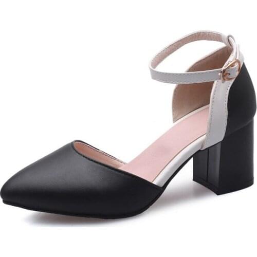 Oversized high heels sandals women shoes woman summer ladies Baotou buckle square and thick heel shallow mouth