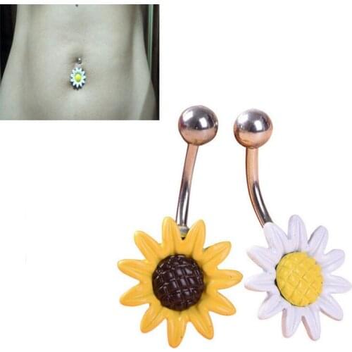 New Arrival Summer Style Sun Flower Surgical Stainless Steel Body Piercing Pircing Ombligo Navel Jewelry Pircing Umbigo