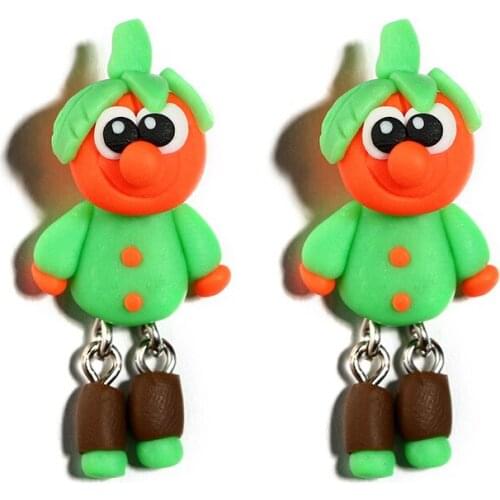 New accessories Halloween pumpkin clown soft pottery earrings cute cartoon character Christmas earrings