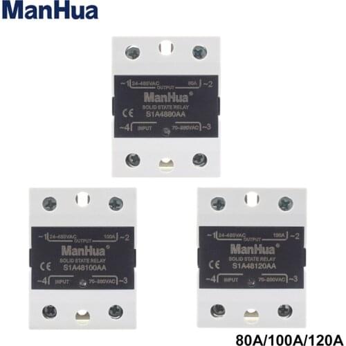 ManHua Single Phase Solid State Relay SSR AC-AC 80A/100A/120A 70-280VAC Input to 24-480VAC Output