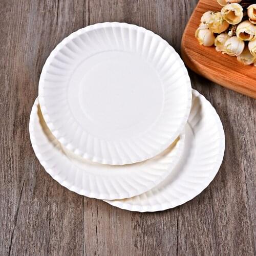 6 inch disposable cake paper plate White paper tray Party environmental protection round Birthday cake barbecue tray Kitchenware