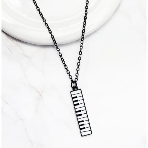 Piano Keyboard Pendant Necklace Electronic Organ Black White Keyboard Music Necklace for Women Kids Chains Choker Jewelry Gifts