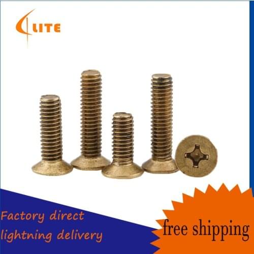 Philips Flat Head Brass Bolts Cross Countersunk Head Brass Screw KM GB819 Copper Machine Mini Screws M2 M2.5 M3 M4 20PCS