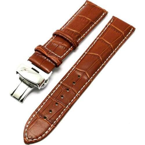 Vintage Leather Coffee Color Watch Band Mens 7 Holes Watches Accessories High Quality Universal Business Watch Strap