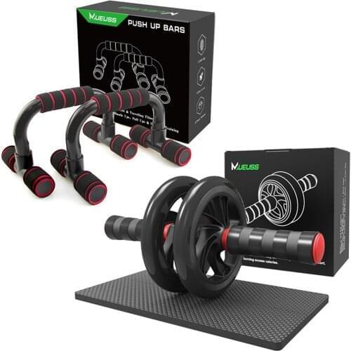AB Roller Wheel Push Up Bar Stands Handle Workout for Home Gym & Traveling Fitness Muscle, Pull Ups & Strength Training