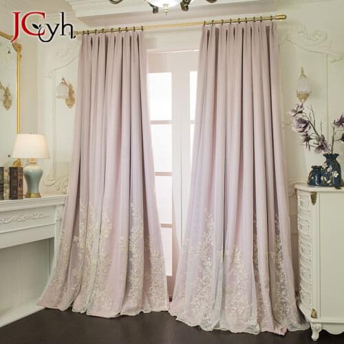 Luxury Pink Velvet Blackout Curtains for Bedroom Living Room With Embroidered Tulle Sheer Window Curtains Girl Romantic Drape