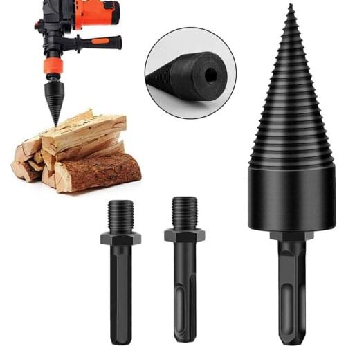 Hexagonal Wood Splitting Impact Drill Bit High Hardness Firewood Log Splitter Removable Heavy Duty Drill Screw Cone Driver