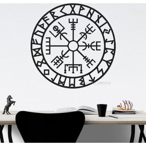 Symbol Vegvisir The Way Home Symbol Ancient Vikings Compass Runic Living Room Decal Removable Vinyl Wall Sticker Mural BD333