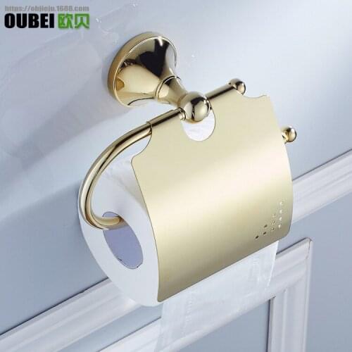 Paper Towel Rack Golden Polished Copper Bathroom Hardware Sets European Luxury Bathroom Accessories Wall Mount Mu10