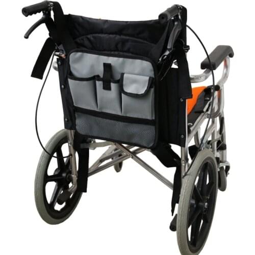 Wheelchair Storage Bag Walker Accessible Pouch And Pockets For Unisex Handicap Elderly (Grey)
