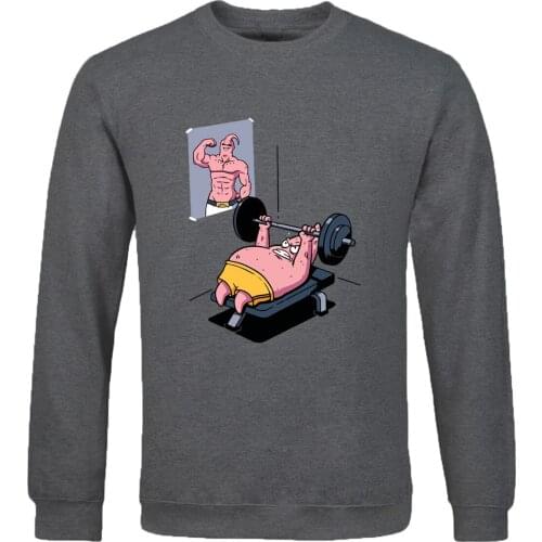 2020 Mans Harajuku Streetwear pullovers Weightlifting Work Out Cartoon Warm Clothing Funny Long Sleeve Hip Hop trend Sweatshirt