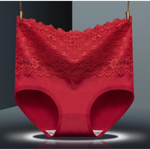 Female Sexy Lace Breathable High Waist Panties Womens underwear pure cotton seamless panties girl stretch large size briefs