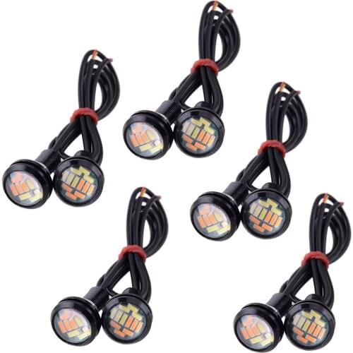Universal 1 Set 23MM Car Dual Color Eagle Eye LED Daytime Running Light Tail Reversing Backup Lamp 15W 12V Replacement
