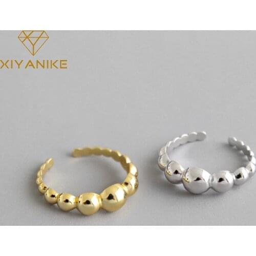 XIYANIKE New Fashion 925 Sterling Silver Rings for Women Couples Minimalist Geometric Round Bead Glossy Ring Party Jewelry Gifts