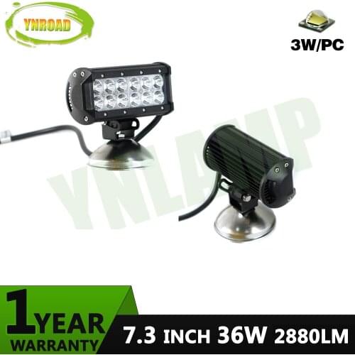 YNROAD 2pcs 36w 7.3inch Bottom mount bracket Dual row bar Driving Offroad Light 10V- 30V 2880LM for 4x4 ATV UTV TRUCK 4WD