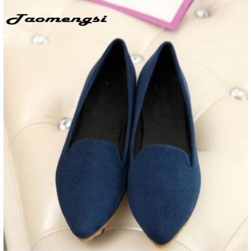 Taomengsi 2021 New Spring Europe America Flat with pointed shoes blue Shoes Large yard Womens shoes Small yards 31-44