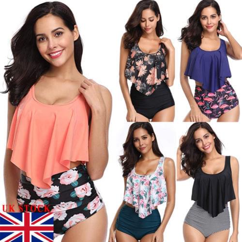 Ladies Bikini Women Swimwear High Waist Swimsuit Spaghetti Strap Sexy Floral Two-Piece Suits Retro Bathing Plus Size Swimwear