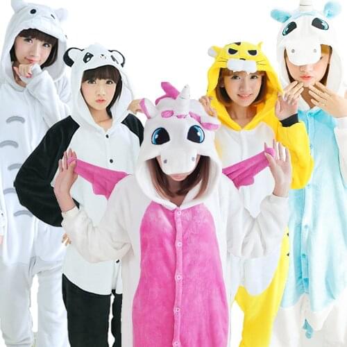 Unicorn Stitch Totoro Panda Tiger Onesies Women Unisex Cartoon Onesies Adults Animal Jumpsuit Pajamas Sleepwear Onepiece Suits