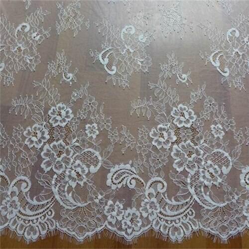 1.5M/Piece Exquisite eyelash lace fabric 100cm wide irregularity black white nylon lace DIY wedding dress clothes accessories