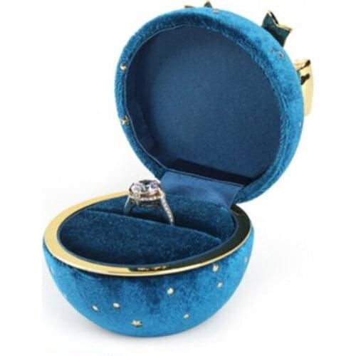 1pcs green /blue color ring /pendant storage boxes Round star corduroy jewelry box bow ornament high-quality material hotselling