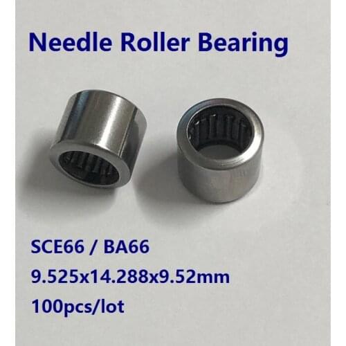 100pcs/lot SCE66 BA66 Inch size Drawn Cup Needle Roller Bearing the size of 9.525x14.288x9.52mm