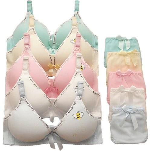 2018 Cartoon Gather Girls Rimless Bra Cotton Adjustable Young Girl Underwear Bra Development High School Students for 12-18year
