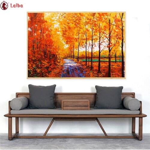 5D DIY diamond painting Abstract art, natural landscape tree cross stitch full square round diamond Emeroidery mosaic painting
