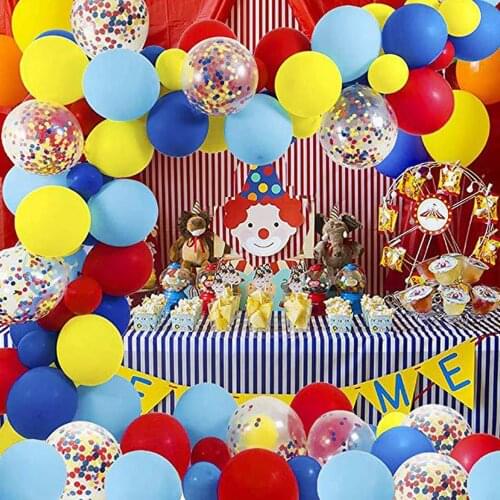 82PCS Girls Boys Carnival Wedding Confetti Balloons, Red, Yellow, Blue Balloons. Balloons Arch Garland Kit Party Supplies
